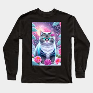 British Shorthair Enjoys Magical Garden Long Sleeve T-Shirt